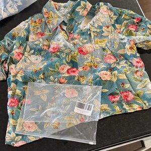 Floral Women's Blouse - Blue and Pink